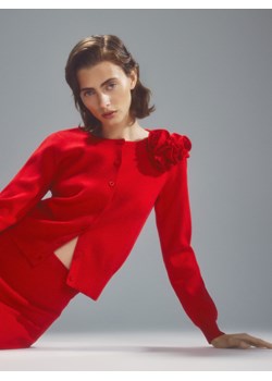 Reserved - Kardigan z aplikacją - czerwony ze sklepu Reserved w kategorii Swetry damskie - zdjęcie 187518267