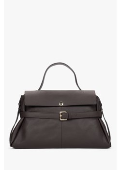 Estro: Ciemnobrązowa torba damska typu tote z włoskiej skóry naturalnej Premium ze sklepu Estro w kategorii Kuferki - zdjęcie 187518625