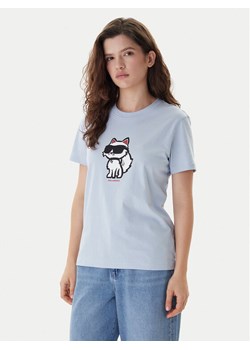 KARL LAGERFELD T-Shirt A1W17128 Błękitny Regular Fit ze sklepu MODIVO w kategorii Bluzki damskie - zdjęcie 187521408