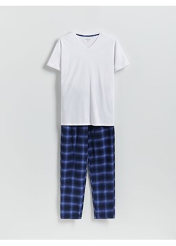 Reserved - Dwuczęściowa piżama z bawełny - biały ze sklepu Reserved w kategorii Piżamy męskie - zdjęcie 187521707