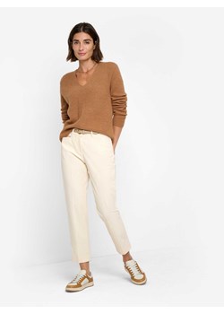 BRAX Damskie spodnie sztruksowe - Mara S Kobiety écru jednolity ze sklepu vangraaf w kategorii Spodnie damskie - zdjęcie 187521778