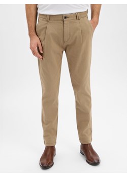 Finshley & Harding Męskie spodnie plisowane - Todd Mężczyźni beżowy jednolity ze sklepu vangraaf w kategorii Spodnie męskie - zdjęcie 187521796
