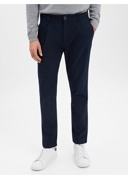 Finshley & Harding Męskie spodnie plisowane - Todd Mężczyźni granatowy jednolity ze sklepu vangraaf w kategorii Spodnie męskie - zdjęcie 187521798