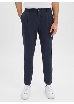 Finshley & Harding Męskie spodnie materiałowe - Todd Mężczyźni Bawełna granatowy w kratkę ze sklepu vangraaf w kategorii Spodnie męskie - zdjęcie 187521799