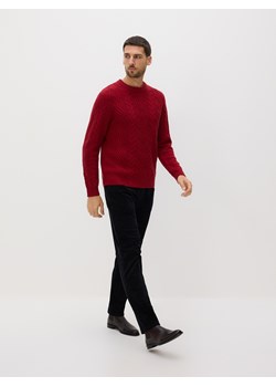 Reserved - Wełniany sweter z warkoczowym splotem - czerwony ze sklepu Reserved w kategorii Swetry męskie - zdjęcie 187522576