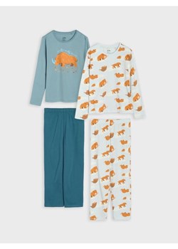 Sinsay - Bawełniana piżama dwuczęściowa z nadrukiem 2 pack - niebieski ze sklepu Sinsay w kategorii Piżamy dziecięce - zdjęcie 187523407