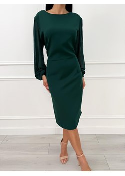 Zielona Sukienka Plus Size z Siateczką na Rękawach ze sklepu ModnaKiecka.pl w kategorii Sukienki - zdjęcie 187523809