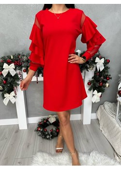 Czerwona Sukienka z Falbankami ze sklepu ModnaKiecka.pl w kategorii Sukienki - zdjęcie 187523888