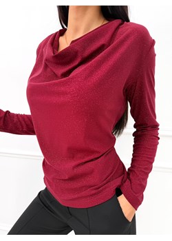 Bordowa Połyskująca Bluzka z Lejącym Dekoltem ze sklepu ModnaKiecka.pl w kategorii Bluzki damskie - zdjęcie 187523896