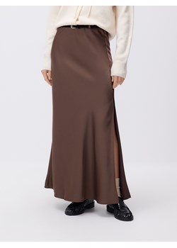 Reserved - Satynowa spódnica midi - brązowy ze sklepu Reserved w kategorii Spódnice - zdjęcie 187524119