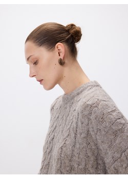 Reserved - Sweter z warkoczowym splotem - brązowy ze sklepu Reserved w kategorii Swetry damskie - zdjęcie 187524138