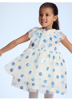 Reserved - Tiulowa sukienka z cekinami - kremowy ze sklepu Reserved w kategorii Sukienki dziewczęce - zdjęcie 187524269