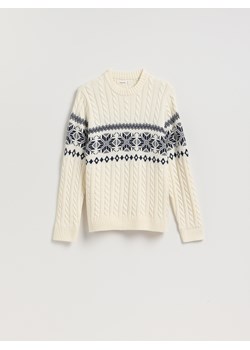 Reserved - Sweter z warkoczowym splotem - złamana biel ze sklepu Reserved w kategorii Swetry męskie - zdjęcie 187524475