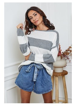 So Cachemire Sweter &quot;Epi&quot; w kolorze biało-szarym ze sklepu Limango Polska w kategorii Swetry damskie - zdjęcie 187525287