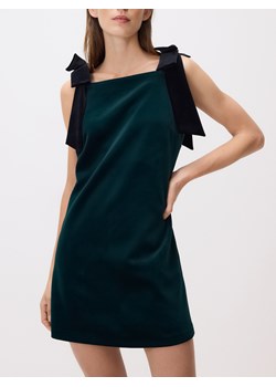 Reserved - Welurowa sukienka mini - ciemnozielony ze sklepu Reserved w kategorii Sukienki - zdjęcie 187525665