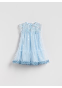 Reserved - Tiulowa sukienka z cekinami - jasnoniebieski ze sklepu Reserved w kategorii Sukienki dziewczęce - zdjęcie 187526059