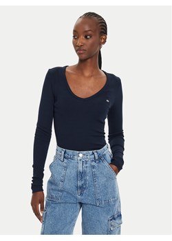 Tommy Jeans Bluzka Essential DW0DW17990 Granatowy Slim Fit ze sklepu MODIVO w kategorii Bluzki damskie - zdjęcie 187526366