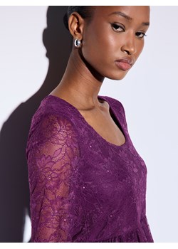 Mohito - Fioletowa bluzka z koronką - ciemny fiolet ze sklepu Mohito w kategorii Bluzki damskie - zdjęcie 187527238