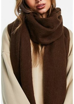 Ciemnobrązowy Szalik z Wiskozą Bawełną i Frędzlami Siathlin ze sklepu renee.pl w kategorii Szaliki i chusty damskie - zdjęcie 187527325