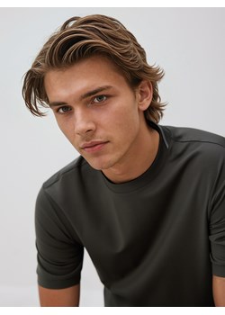 Reserved - T-shirt regular z bawełny - jasny zielony ze sklepu Reserved w kategorii T-shirty męskie - zdjęcie 187527577