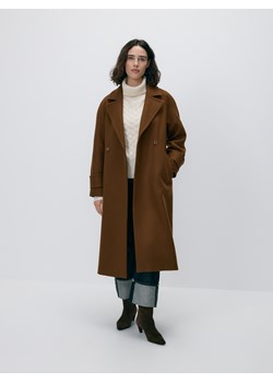 Reserved - Płaszcz z wełną Manteco - brązowy ze sklepu Reserved w kategorii Płaszcze damskie - zdjęcie 187527767