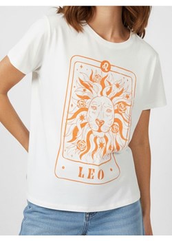 Sinsay - Bawełniana koszulka z nadrukiem - kremowy ze sklepu Sinsay w kategorii Bluzki damskie - zdjęcie 187528517