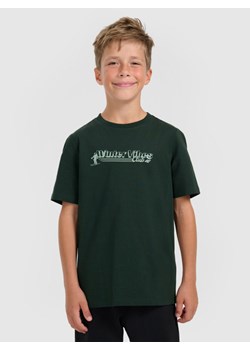 Chłopięcy t-shirt z nadrukiem 4F 4FJRAW25TTSHM3168 - zielony ze sklepu Sportstylestory.com w kategorii T-shirty chłopięce - zdjęcie 187528658