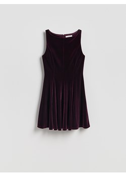 Reserved - Welurowa sukienka - ciemnofioletowy ze sklepu Reserved w kategorii Sukienki - zdjęcie 187529679