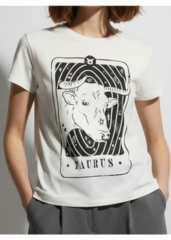 Sinsay - Bawełniana koszulka z nadrukiem - biały ze sklepu Sinsay w kategorii Bluzki damskie - zdjęcie 187530226