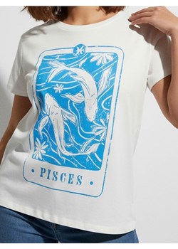 Sinsay - Bawełniana koszulka z nadrukiem - biały ze sklepu Sinsay w kategorii Bluzki damskie - zdjęcie 187530227