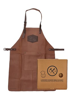 HIDE &amp; STITCHES Skórzany fartuch w kolorze jasnobrązowym do grillowania - 27 x 27,5 x 4 cm ze sklepu Limango Polska w kategorii Akcesoria kuchenne - zdjęcie 187530586