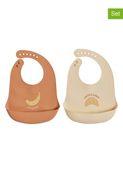 OYOY mini Silikonowe śliniaczki (2 szt.) &quot;Yummy&quot; w kolorze jasnobrązowym i beżowym ze sklepu Limango Polska w kategorii Zabawki - zdjęcie 187531527