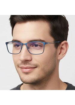 Męskie niebieskie okulary do komputera BLUE LIGHT zerówki 2554C ze sklepu Stylion w kategorii Okulary zerówki damskie - zdjęcie 187531748