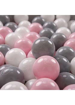 KiddyMoon Plastikowe piłeczki 6cm Zabawka zestaw kulek, biały-szary-pudrowy róż ze sklepu kontri.pl w kategorii Zabawki - zdjęcie 187532149