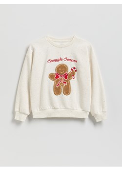 Reserved - Świąteczna bluza z pierniczkiem - złamana biel ze sklepu Reserved w kategorii Bluzy dziewczęce - zdjęcie 187532577