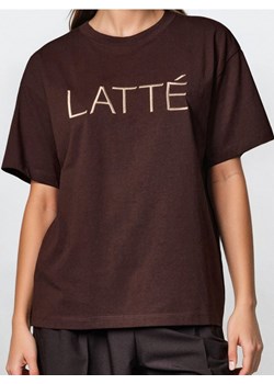 Sinsay - Koszulka z haftowanym napisem - brązowy ze sklepu Sinsay w kategorii Bluzki damskie - zdjęcie 187533159