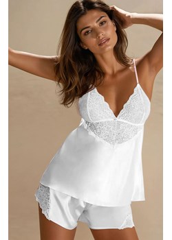 Biała satynowa piżama damska krótka Clementina, Kolor biały, Rozmiar S, DKaren ze sklepu Intymna w kategorii Piżamy damskie - zdjęcie 187533817