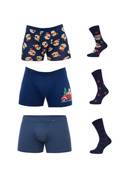 6-pack świąteczne bokserki i skarpetki męskie 913/01, Kolor granatowy-wzór, Rozmiar 2XL, Cornette ze sklepu Intymna w kategorii Majtki męskie - zdjęcie 187533876