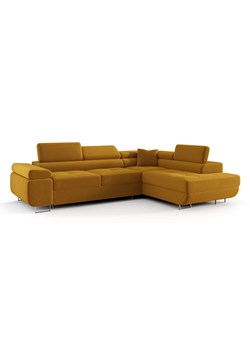 Żółty rozkładany narożnik sztruksowy A5-C99 ze sklepu Edinos.pl w kategorii Narożniki - zdjęcie 187534108