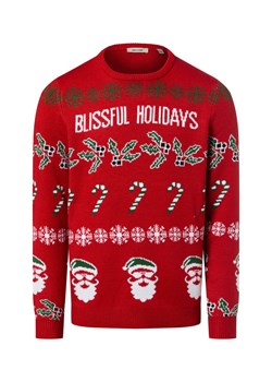 Only&Sons Męski sweter z dzianiny Mężczyźni Sztuczne włókno czerwony wzorzysty ze sklepu vangraaf w kategorii Swetry męskie - zdjęcie 187535426