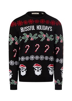 Only&Sons Męski sweter z dzianiny Mężczyźni Sztuczne włókno czarny wzorzysty ze sklepu vangraaf w kategorii Swetry męskie - zdjęcie 187535427