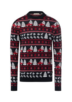 Only&Sons Męski sweter z dzianiny Mężczyźni Bawełna granatowy wzorzysty ze sklepu vangraaf w kategorii Swetry męskie - zdjęcie 187535428