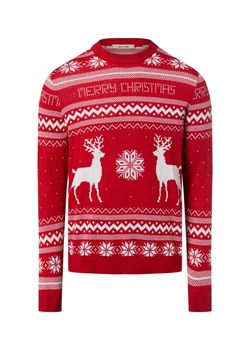 Only&Sons Męski sweter z dzianiny Mężczyźni Bawełna czerwony wzorzysty ze sklepu vangraaf w kategorii Swetry męskie - zdjęcie 187535429