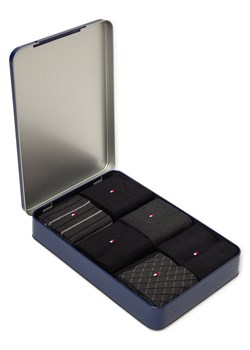 Tommy Hilfiger Męskie 6-pak skarpet w pudełku prezentowym Mężczyźni Bawełna czarny wzorzysty ze sklepu vangraaf w kategorii Skarpetki męskie - zdjęcie 187535475