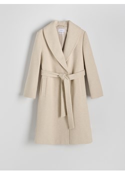 Reserved - Płaszcz z domieszką wełny - beżowy ze sklepu Reserved w kategorii Płaszcze damskie - zdjęcie 187535488