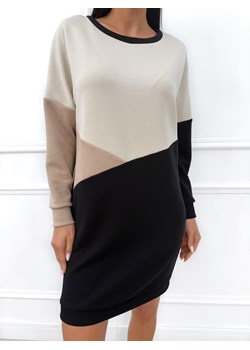 Czarno-Beżowa Bawełniana Sukienka ze sklepu ModnaKiecka.pl w kategorii Sukienki - zdjęcie 187536088