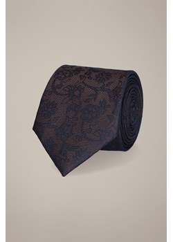 Krawat Brązowo-Granatowy Wzór w Kwiaty ze sklepu Lancerto S.A. w kategorii Krawaty - zdjęcie 187536267