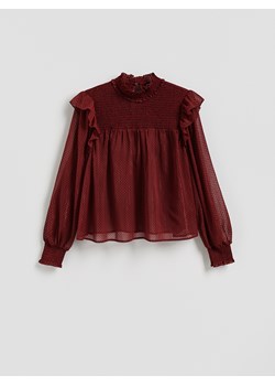 Reserved - Bluzka z metalizowaną nicią - burgundowy ze sklepu Reserved w kategorii Bluzki damskie - zdjęcie 187538689