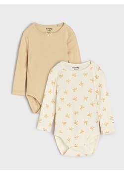 Sinsay - Bawełniane body 2 pack - kremowy ze sklepu Sinsay w kategorii Body niemowlęce - zdjęcie 187538796