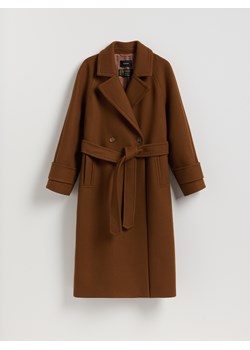 Reserved - Płaszcz z wełną Manteco - brązowy ze sklepu Reserved w kategorii Płaszcze damskie - zdjęcie 187538906